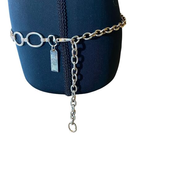 Vintage Studio NY Silver Chain Link Belt Oval Statement Adjustable Y2K Korea - Picture 2 of 8